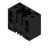 PCB plug-in connector, male header, Flange, THT solder connection, 3.50 mm, Number of poles: 2, 180°, Solder pin length (l): 3.2 mm, Gold-plated, black, Box