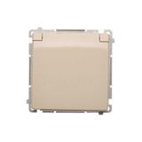 IP44 single socket outlet - same color flap&frame, beige, 16A