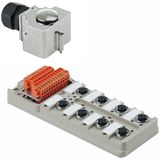 Hood version with M25 outlet, M12, 30 V, A-coded, LED: Yes, LED initiator: Yes, Wiring type: PNP