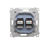 IP44 socket outlet with Schuko earthing, shutters and frame seal - transparent flap, (module), 16A, 250V, Screw, Bronze matt, metalic