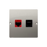 Computer socket RJ45 category 5e + telephone socket RJ12, (module), satin, metallized