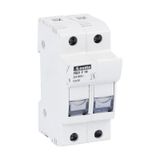 Fuse holder UL recognized and CSA certified, for 10X38mm fuses. 32A rated current at 690VAC, 1P+N. Without status indicator. 2 modules