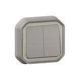 PLEXO 2 GANG 2-WAY SWITCH OR 2 GANG PUSH BUTTON - GREY - FLUSH
