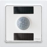Wireless motion brightness temperature sensor with solar cells and battery, pure white glossy