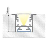 Built-in aluminum profile VF, 35x25mm, including diffuser, 1m black