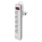 Extension Cord 3 m / 5 sockets / switch / white / 1×USB-A + 1×USB-C / 1.5 mm2