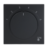 1794 R-45M Cover plate with legend Characters 1 ... 6 for Thermostat Turn button black matt - Busch-art linear