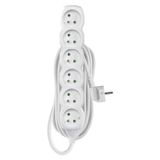Extension Cord 5 m / 6 sockets / white / PVC / 1 mm2