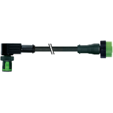 MQ12 male 90° / MQ12 female 0° A-cod. PUR 3x0.34 bk UL/CSA+drag ch. 5m