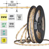 LED strip COB EWW, 480LED/m, 5W/m, DC 24V, 510lm/m, CRI90, IP20, 10mm, 50m