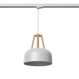 HANGING LAMP 3 PHASE CASCO WHITE/NATURAL WOOD E27