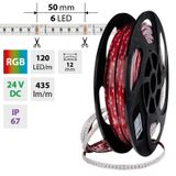 LED strip SMD4040 RGB, 120LED/m, 14W/m, DC 24V, 435lm/m, IP67, 12mm, 50m