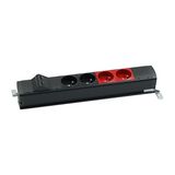 Standard power strip set: 2x250V type E+2x250V UPS+2xRJ45 plate with Keystone mounting, screw; black