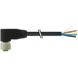 M12 female 90° A-cod. 180° with cable PUR 4x0.34 bk UL/CSA+drag ch. 5m