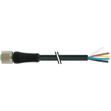M12 Power female 0° S-cod. with cable PUR 4x2.5 bk +drag ch. 1.5m