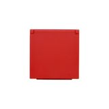 Cover for single socket outlet with earthing IP44 - same color flap & cover, red