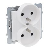 2X2P+E SOCKET FRENCH STANDARD AUTO TERMINALS SHUTTERED (SPECIFIC POLISH) WHITE