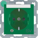Schuko socket with LED and label holder S.1/B.3/B.7 green, matt
