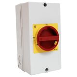 Repair switch emergency off, 6-pole, NO/NC aux + PE term 25A