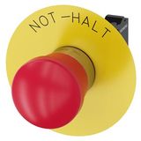 EMERGENCY STOP mushroom-type actuator, 22 mm, round, metal, shiny, red, 40 mm, positive latching, according to EN ISO 13850, pull-to-unlatch  3SU1150-1HA20-3CH0-Z X90
