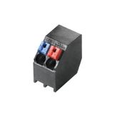 Printed circuit board terminals, 3.50 mm, Number of poles: 2, 135°, Solder pin length (l): 1.5 mm, black, PUSH IN with actuator, Clamping range, max. : 1.5 mm², Tube