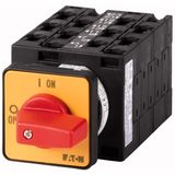 T3-6-13/E-RT On-Off switch, T3, 32 A, flush mounting, 6 contact unit(s), 6 pole, Emergency switching off function, with red thumb grip and yellow front plate