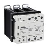 Solid state relay complete with heatsink, three-phase (3 controlled), 24A, 24…255VAC/DC, screw terminals