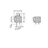 Stackable 2-conductor PCB terminal block push-button 0.75 mm² gray