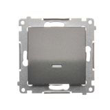 Single contact push button illuminated without pictogram, (module), 10AX, quick connection, anthracite, metalic