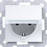 SCHUKO wall socket, self-closing compartment, push-in, A.x/C.x white glass