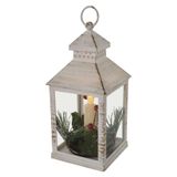 LED decoration – Christmas lantern with candle, 23 cm, 3x AAA, indoor, vintage
