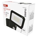 LED floodlight SIMPO with motion sensor, 30 W, black, neutral white