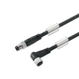 Sensor/actuator line, M8 / M8, Number of poles : 5, 1.5 m, pin, straight - socket, 90&deg;, Shielded: No, LED: No, Sheath material: PUR, Halogen: No