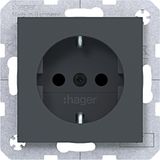 SCHUKO wall socket, Safety Plus, screw terminals, A.x/C.x, anthracite.