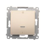 Double switch with LED indicator light, (module), 10AX, quick connection, Gold matt, metalic