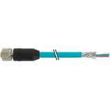 M12 female 0° D-cod. with cable shielded PUR 1x4xAWG22 gn 1m