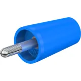 Screw-clamping adapter, 4 mm plug, spreadable to 4 mm socket, blue, CAT II, 24.0161-23
