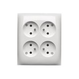 Quadruple socket outlet with earthing - IP20 version with shutters, 16A, Screw, white