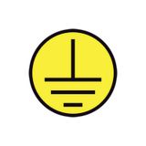 Vinyl label, diametro 13mm, symbol (earth connection) black/yellow