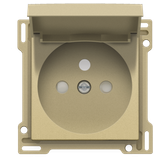 Finishing set for socket outlet with hinged lid, pin earthing and shutters, flush-mounting depth 28.5 mm, gold coated