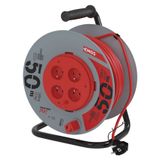 PVC Extension Cord Reel, fixed core – 4 sockets, 50m, 1.5mm2