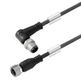 Sensor/actuator line, Connecting line, M12 / M12, Number of poles : 3, 2.5 m, pin, angled - bush straight, Shielded: No, LED: No, Sheath material: PUR, Halogen: No