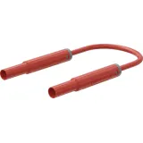 Safety measuring lead with (4 mm lamella plug, straight) to (4 mm lamella plug, straight), 2 m, red, PVC, 2.5 mm², CAT IV, 66.1042-20022