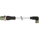 M12 male 0° / M8 female 90° A-cod. PUR 3x0.25 gy  4.5m