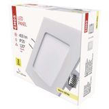 LED downlight 120x120, square, white, 6W warm white