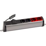 Expanded power strip set: 2x250V type E + 2x250V UPS + 2xRJ45 plate with Keystone mounting, Wieland quick connector; aluminum black