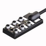 Passive actuator/sensor junction box, M12 x 1 6-port, with integral homerun cable   TB-6M12-5P3-2/TXL