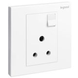 Galion - 1 gang British Standard switched single pole socket outlet - 5A - White