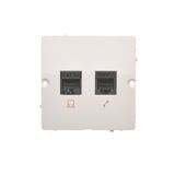 Computer socket RJ45 category 5e + telephone socket RJ12, (module), white