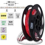 LED strip SMD2835 EWW, 120LED/m, 14W/m, DC 24V, 929lm/m, CRI90, IP67, 12mm, 50m